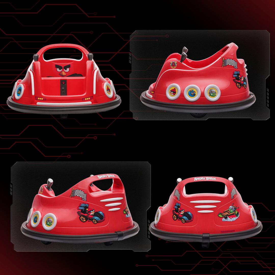 Børne-kofangerbil, 360° rotation, til 3-5 år, med fjernbetjening, musik, rød