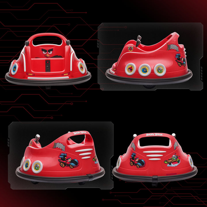 Børne-kofangerbil, 360° rotation, til 3-5 år, med fjernbetjening, musik, rød