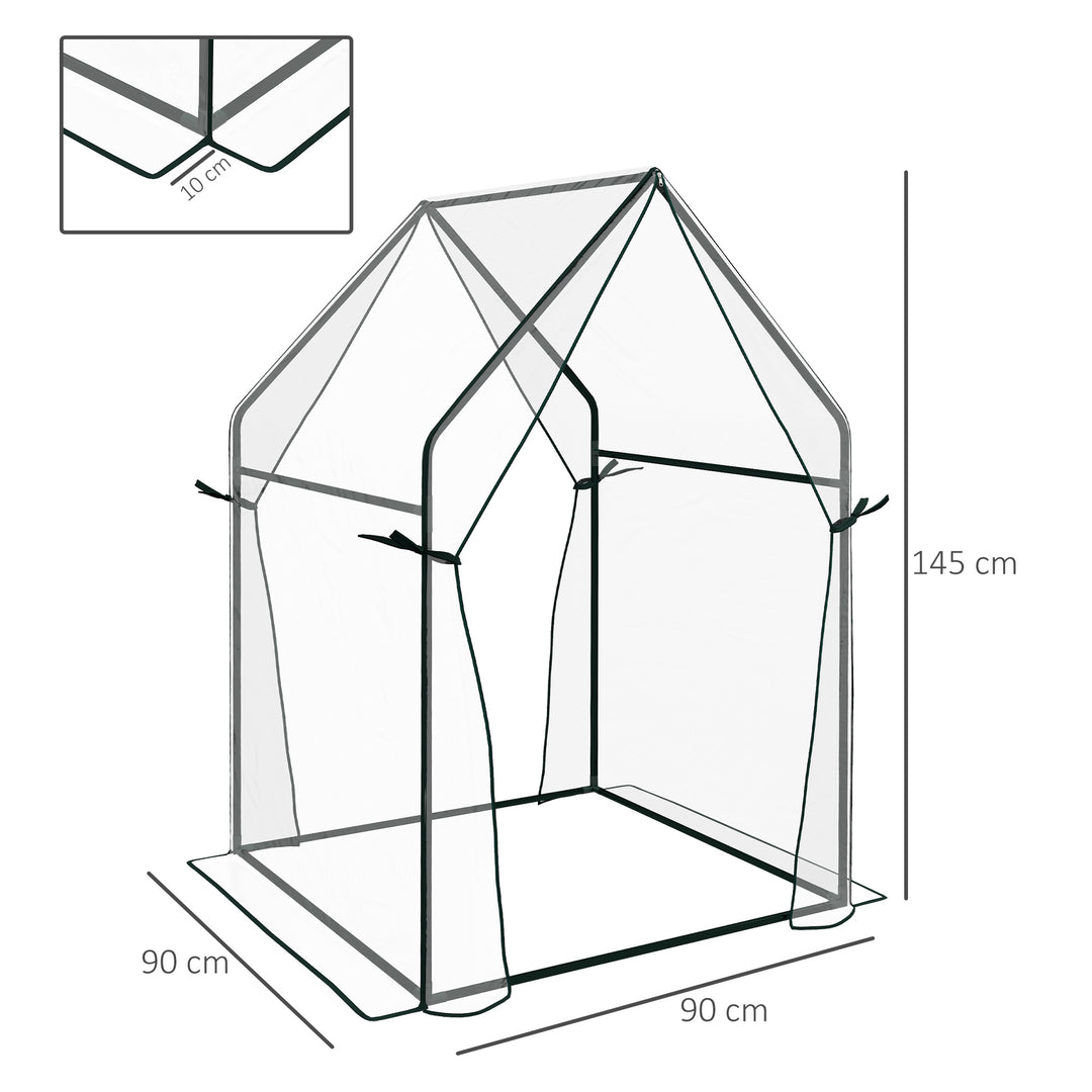 Drivhus/kold ramme/drivhus, 90 cm x 90 cm x 145 cm, transparent + sort