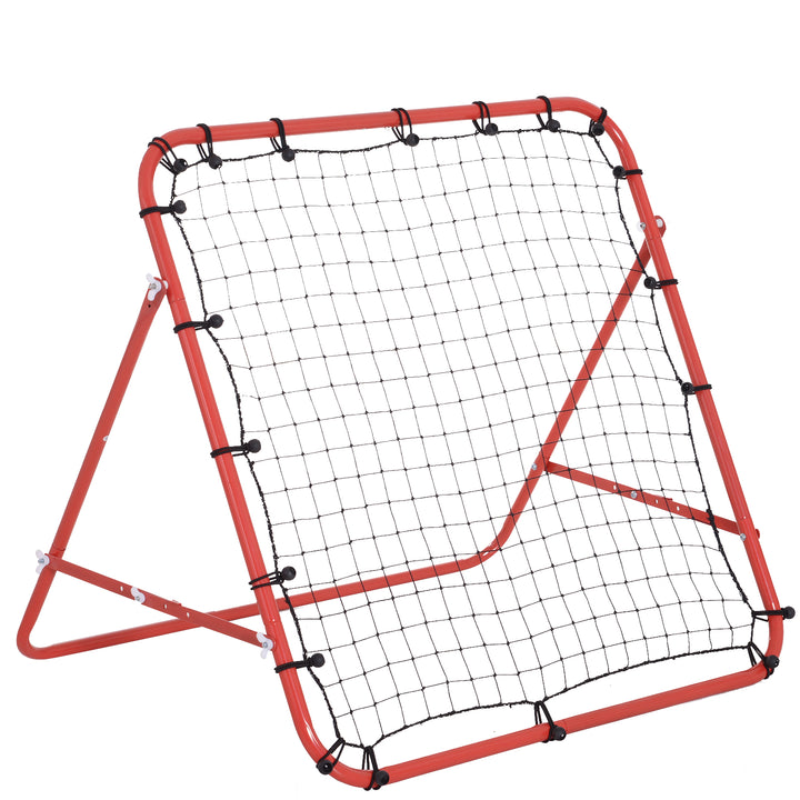 Rebounder til fodbold, rebound wall rebound net, metalrør med pe-stof, kickback rebound wall til baseball basketball, fodboldmål til ungdomstræning 96x80x96cm, rød
