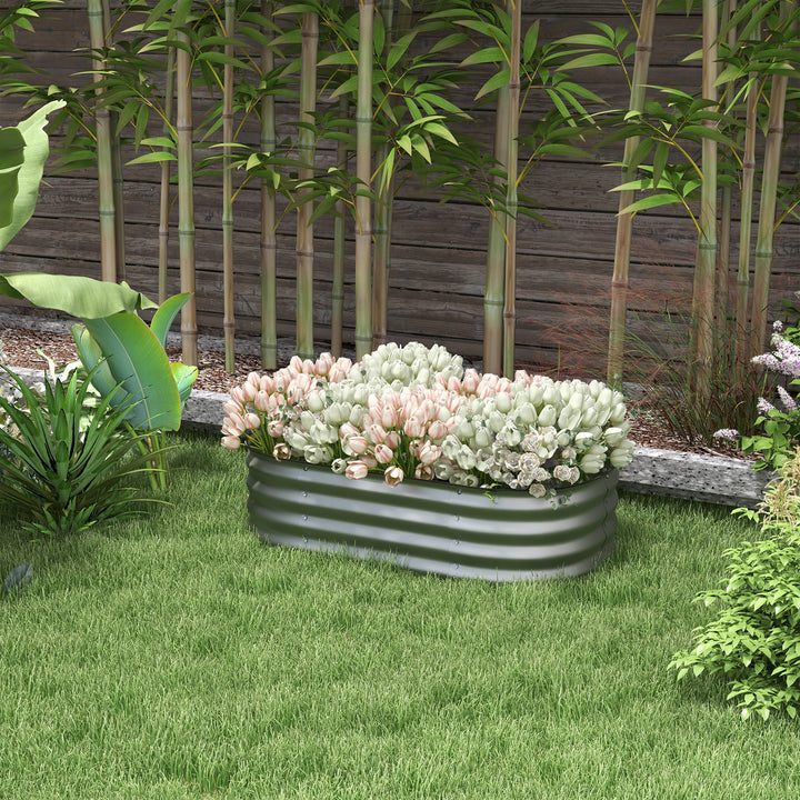 Højbed plantebed modulært højbed, vejrbestandigt, åbent gulv, 105 x 62 x 30 cm, sølv