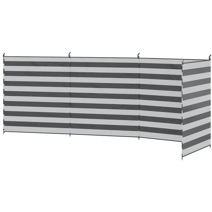 Vindskærm Camping Privacy Screen med 4 stålstænger Bæretaske Strandbeskyttelse til Camping Have Strand 540 x 150 cm Grå+Hvid
