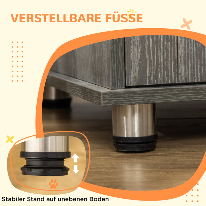 Hundebur, kæledyrsbur, hundehus med lås, magnetisk dør, hundehus med vindue, til store hunde, 85 x 55 x 75 cm, grå