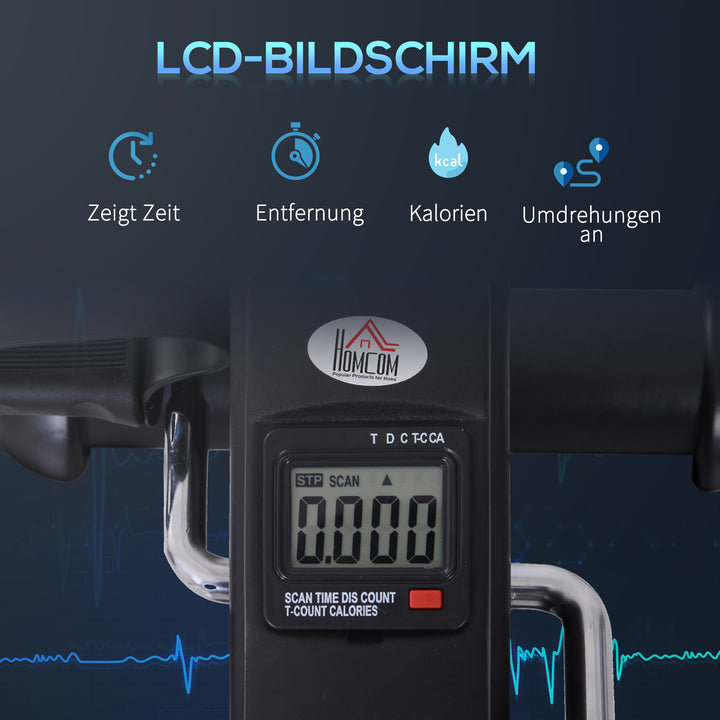 Mini motionscykel fitnesscykel pedaltræner med lcd-display justerbar modstand arm- og bentræner hjemmetræner fitnessudstyr til seniorer hjemmekontor 35 x 40 x 31 cm sort