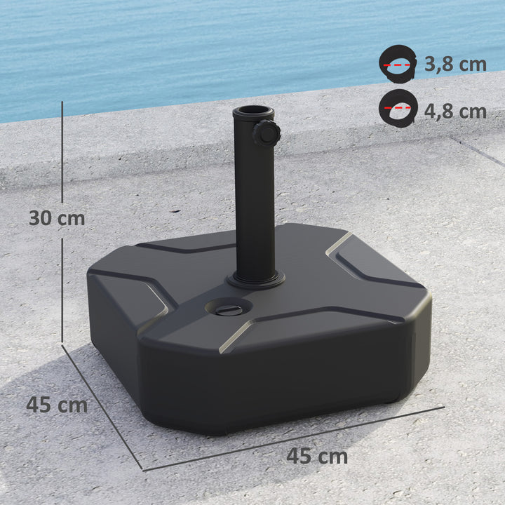 Parasolfod, fyldbar op til 25 kg, firkantet parasolholder til parasoller 38/48 mm