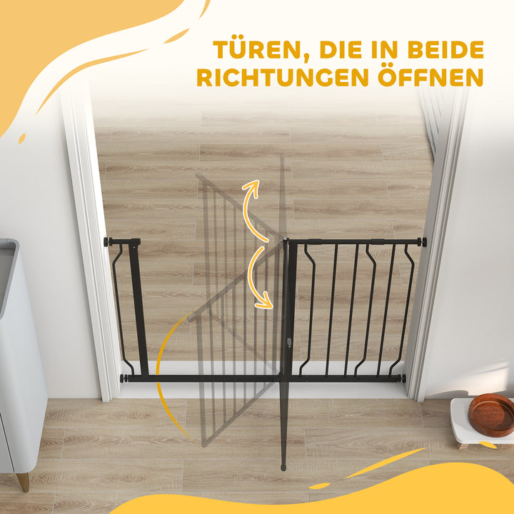 Hundegitter, klemmemontering, justerbar længde, stål/abs, 75-115 x 76 cm, sort