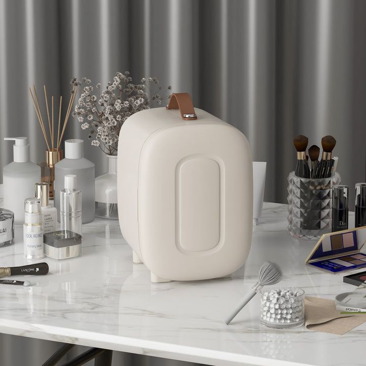 Minikøleskab beauty fridge, 4 l kapacitet, 20,3 x 26,3 x 28 cm, cremehvid
