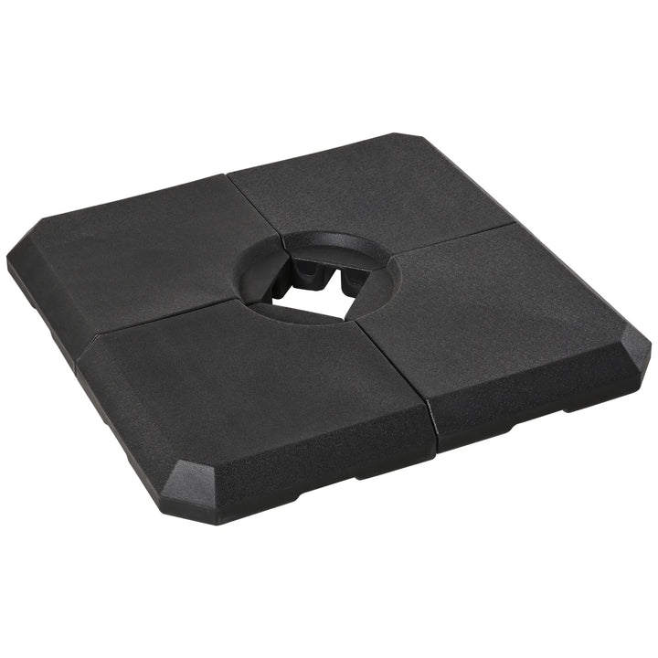Parasolfod, 4-delt parasolstativ, kan fyldes med 80 kg vand eller 120 kg sand, HDPE, sort, 100 x 100 x 9,5 cm