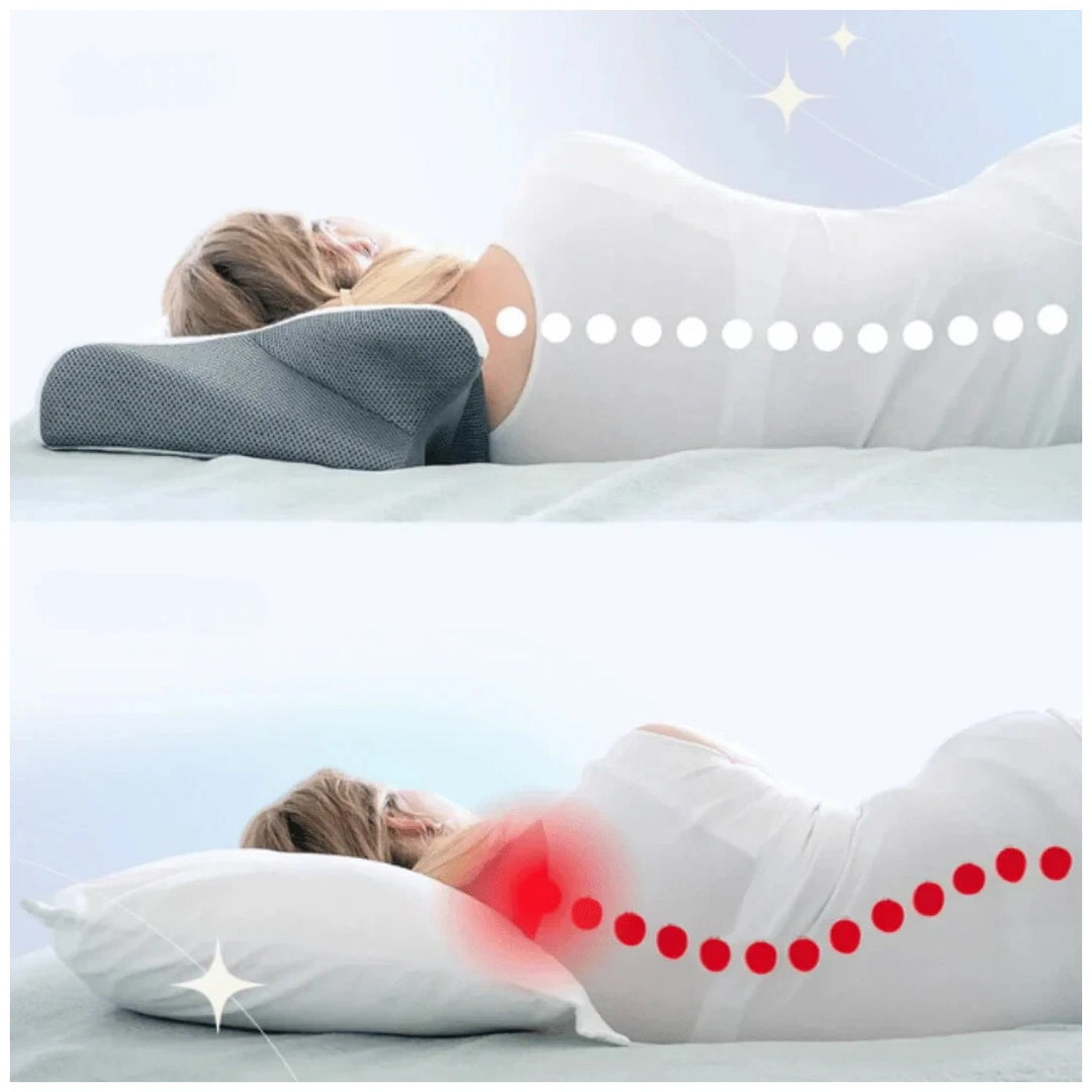 Nakketerapipude Memory Foam Lysegrå Ortopædisk Ergonomisk Smertelindring