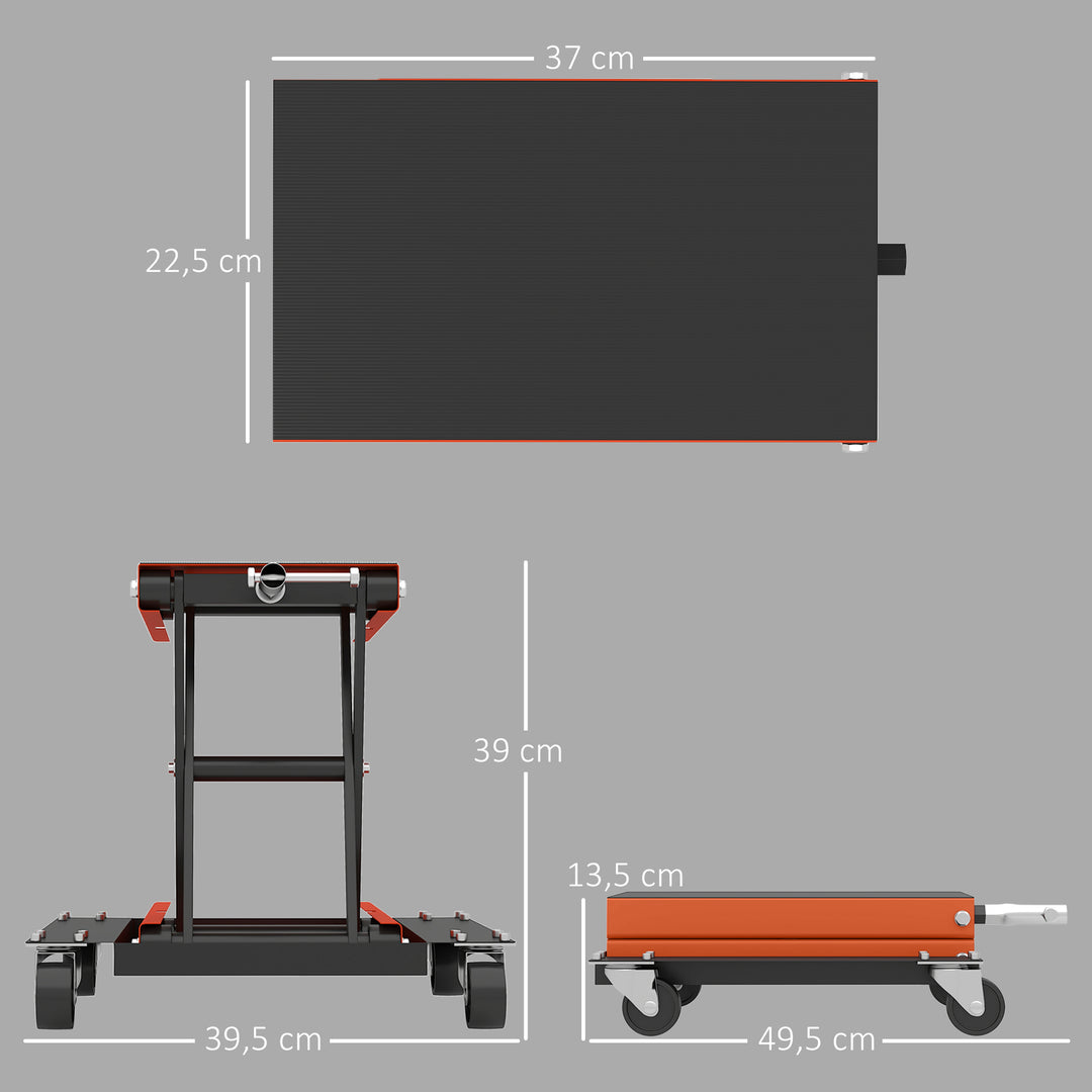 Motorcykeldonkraft 500 kg lastkapacitet motorcykelløft 135-390 mm højdejusterbar stål orange