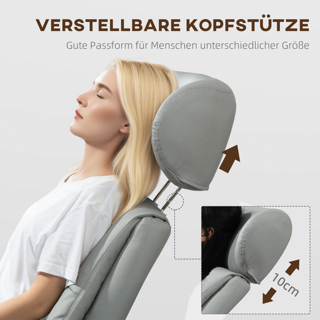 Lænestol med fodskammel, lænefunktion, drejefunktion, læderlook, op til 150 kg, lysegrå