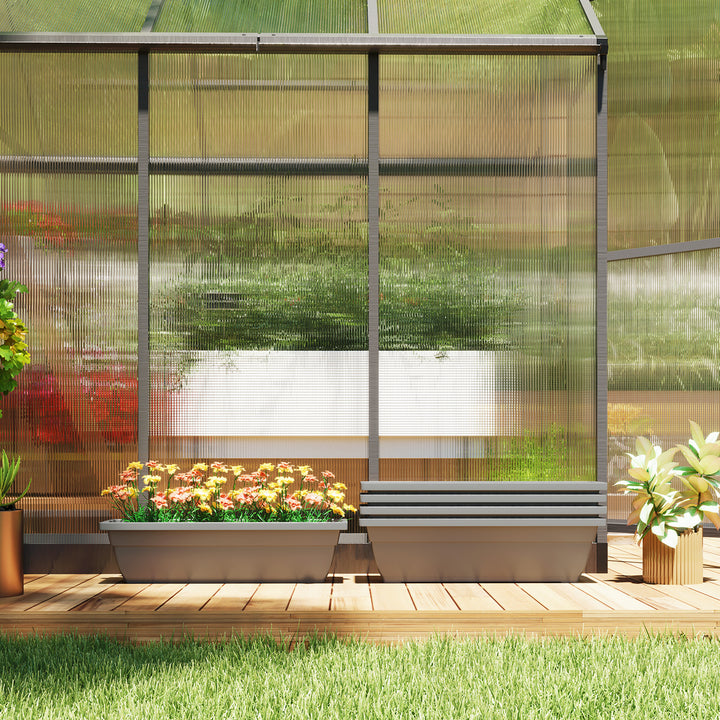 Sæt med 5 plastik urtepotter til terrasse, have, balkon, 59 x 21 x 16 cm, grå