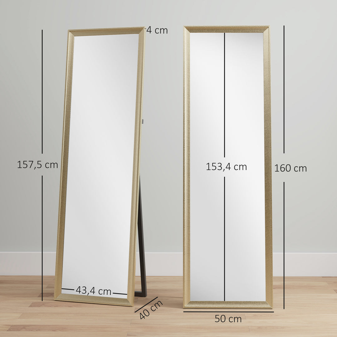 Helfigursspejl, fleksibelt positionerbart, 160 x 50 cm, guldfarvet