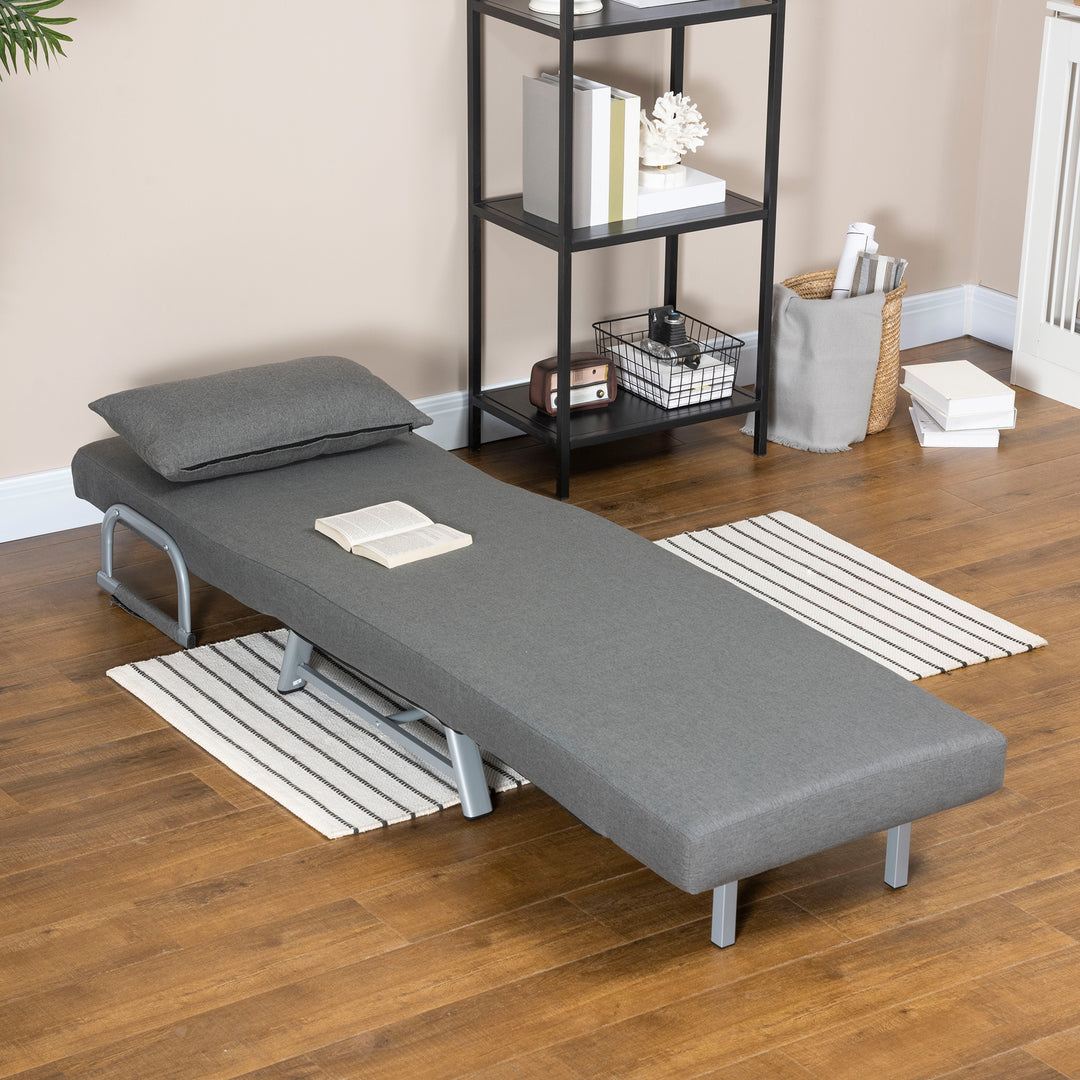 Polstret lænestol, kan omdannes til gæsteseng, ergonomisk, mørkegrå