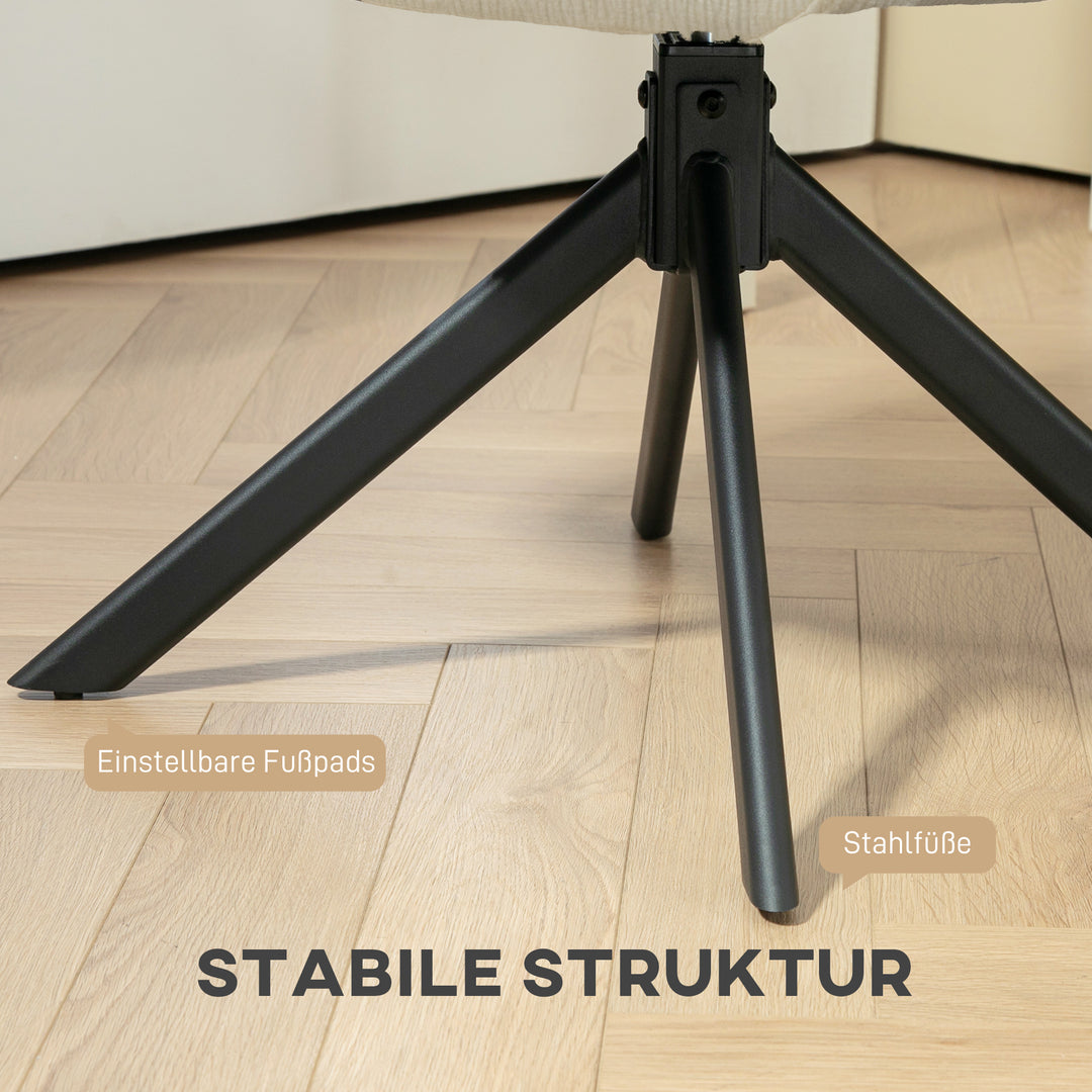 Polstret lænestol, accentstol, moderne design, drejelig, op til 120 kg, cremehvid