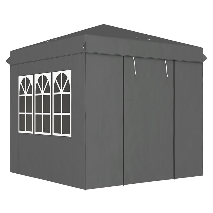 2,5 x 2,5 m pop-up pavillon med sidevægge og bæretaske, UPF50+ højdejusterbart havetelt, mørkegrå