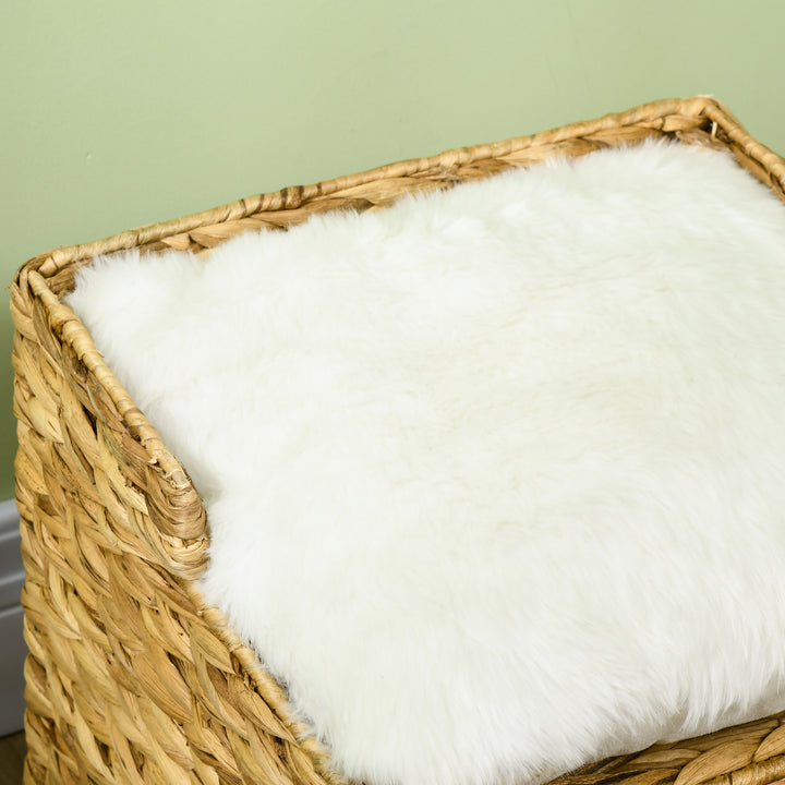 Vandhyacintgræs kattehule, 2 sovepladser, 2 vaskbare puder, naturlig + hvid