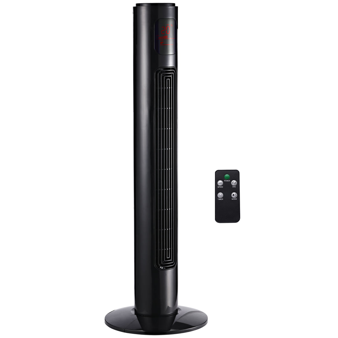 70° oscillerende tårnventilator med fjernbetjening, 3 tilstande, 3 hastigheder, timer, 32 x 32 x 96 cm, sort