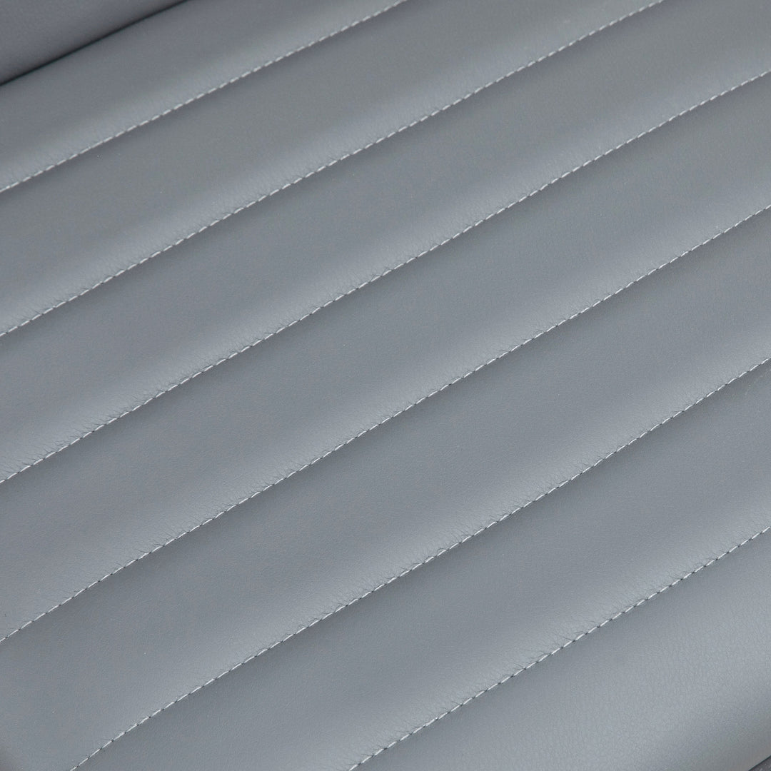 Højdejusterbar salonstol med ryglæn, drejestol, metal, kunstlæder, 48 x 52 x 78-90 cm, lysegrå