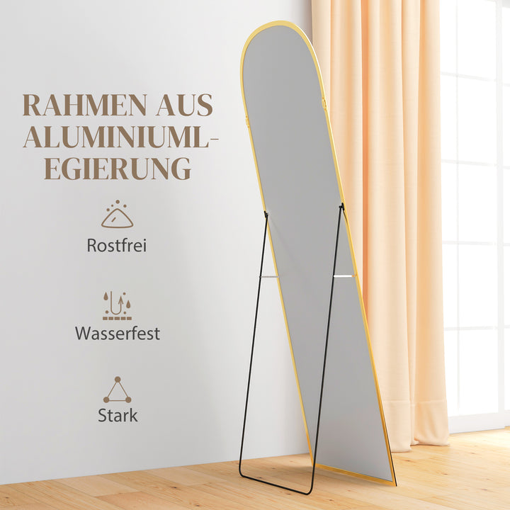 Stående spejl, helfigursspejl, stort spejl, moderne design, 50 cm x 1,5 cm x 161,5 cm, guld