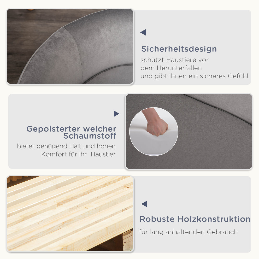 Kæledyrssofa hundesofa hundeseng med hollandsk fløjlsskum birketræsben til katte og hunde 86 x 55 x 33 cm lysegrå