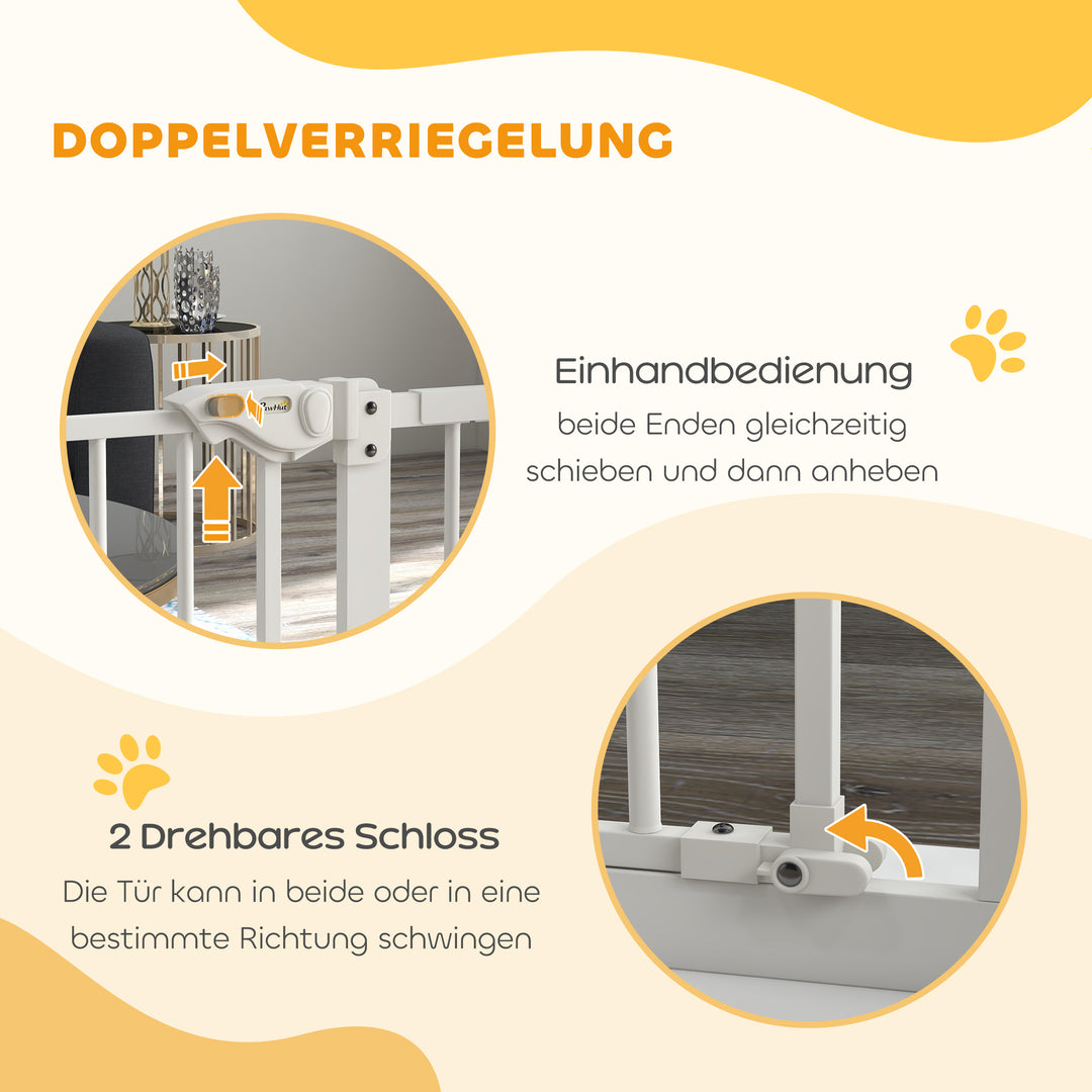 Hundegitter, kæledyrsgitter, metal, plast, 74-80/87-94 cm, hvid