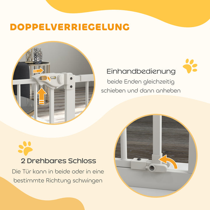 Hundegitter, kæledyrsgitter, metal, plast, 74-80/87-94 cm, hvid