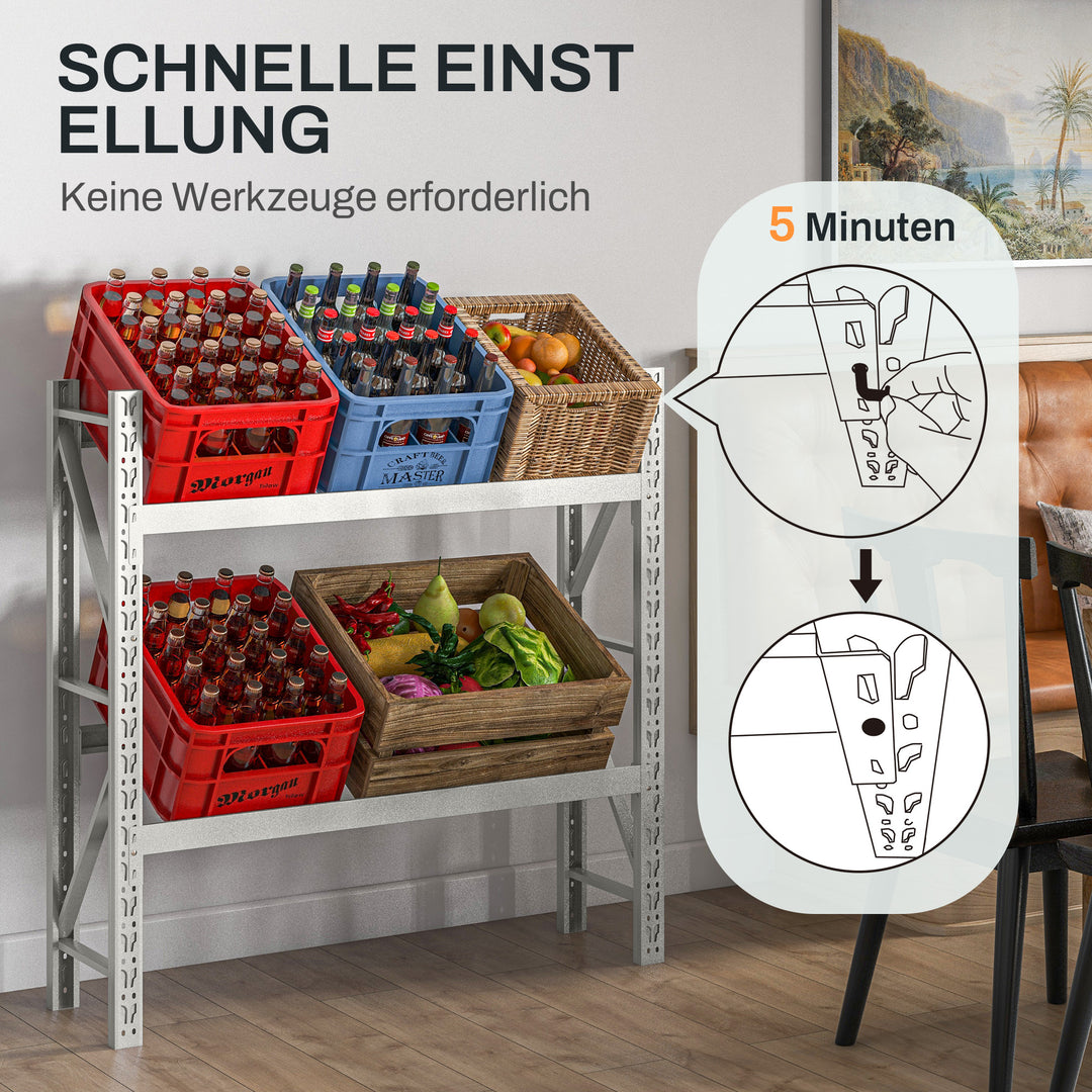 Drikkekassestativ, op til 6 kasser, højdejusterbar, stålramme, 110x30x110 cm, hvid