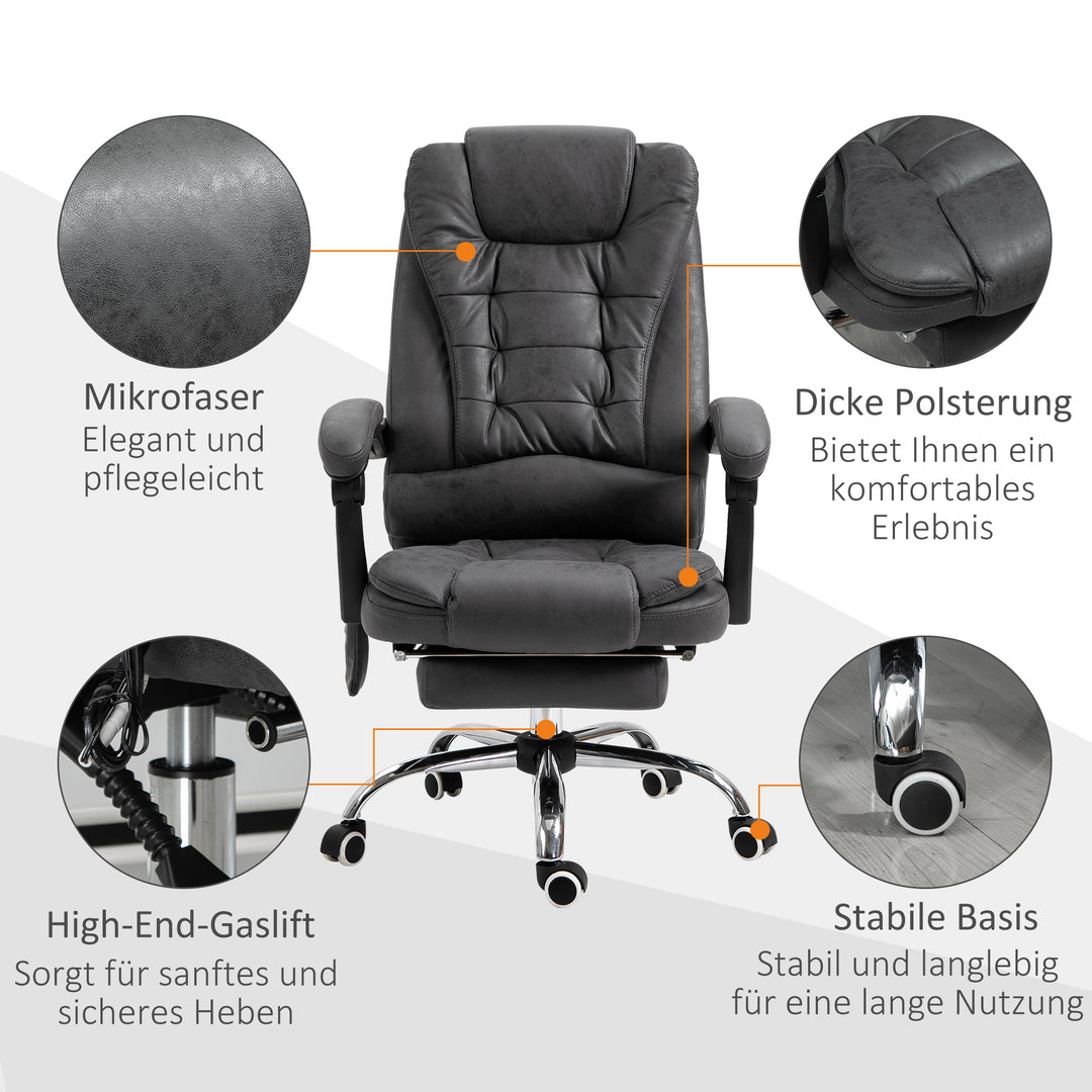 Kontorstol med massagefunktion, ergonomisk, 65x160x104cm, grå