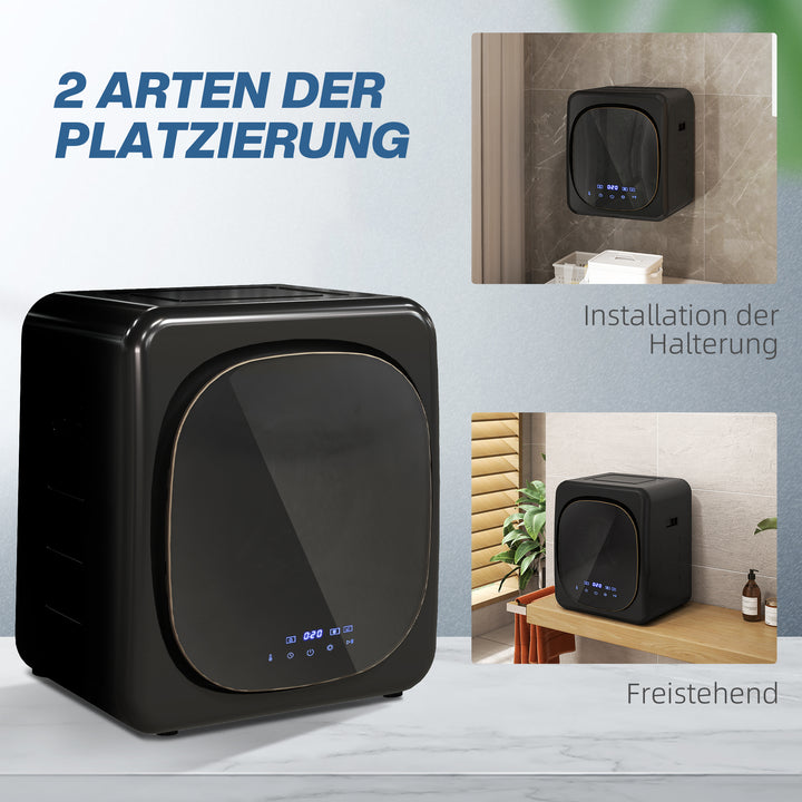 Tørretumbler med uv-desinfektion, kompakt design, 4 kg kapacitet, rustfrit stål, sort