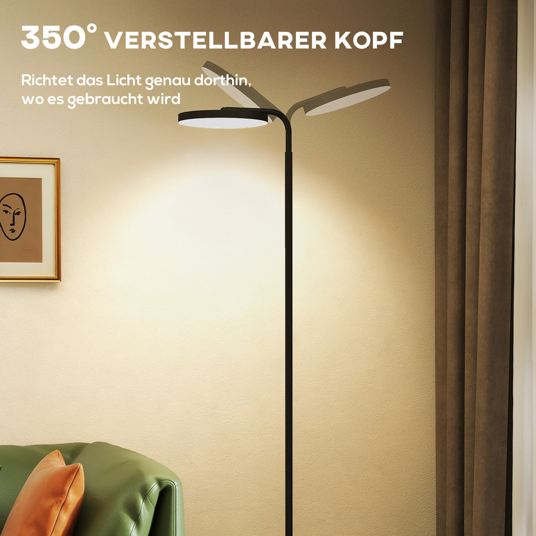 LED-gulvlampe med magnetisk fjernbetjening, fleksibelt justerbar, drejelig, metal, sort