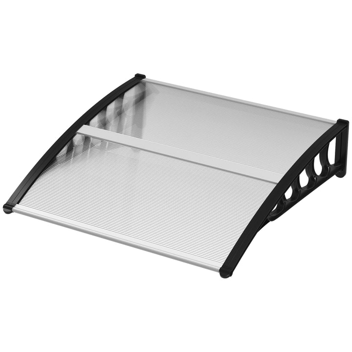 Baldakin til hoveddør/vindue, vejrbestandig, transparent, aluminium/polycarbonat, 103 x 96,5 x 27 cm, sort