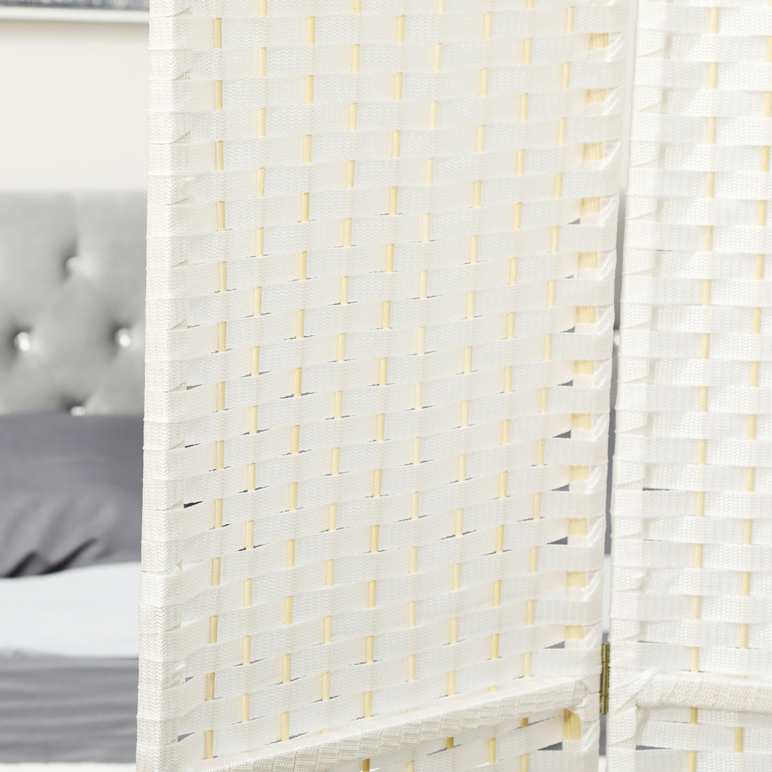 4-Panels rumdeler, foldbar skærm, skærm til stue, soveværelse, hjemmekontor, hvid