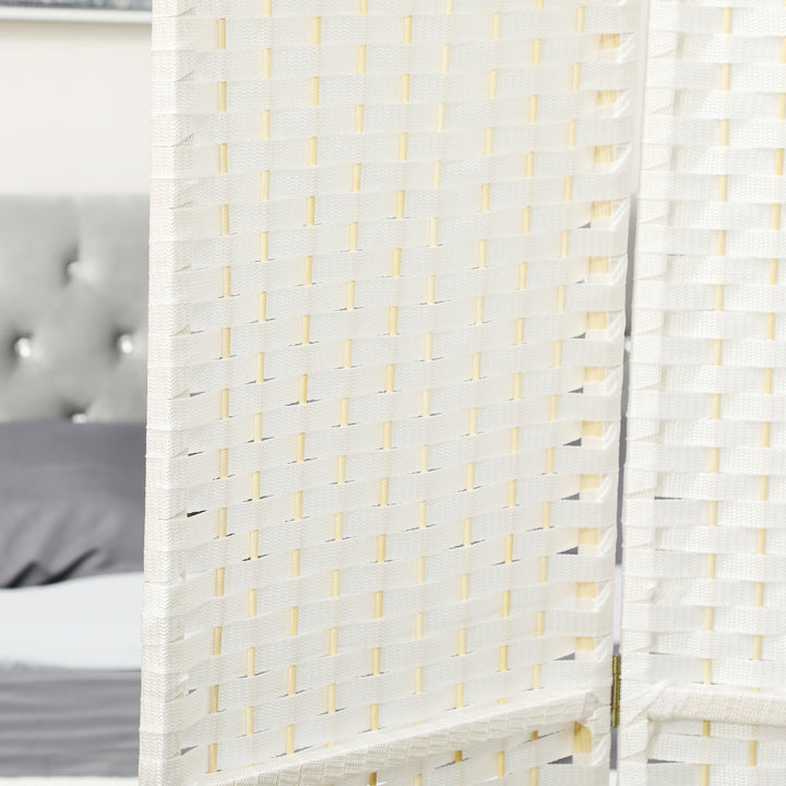 4-Panels rumdeler, foldbar skærm, skærm til stue, soveværelse, hjemmekontor, hvid