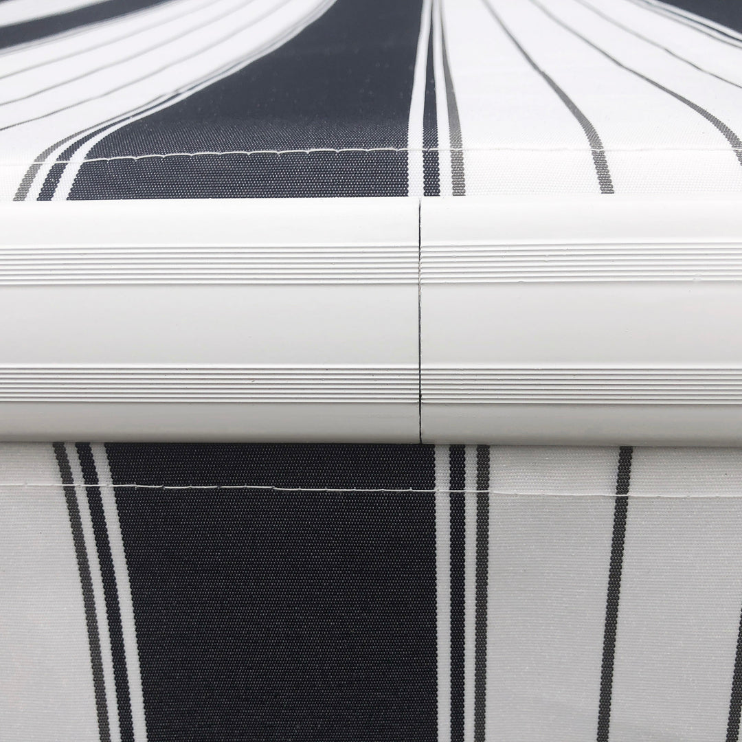 Markise, solafskærmning, udtrækkelig, med håndsving, metalramme, polyester, blå+hvid, 3,95 x 2,45 x 3,50 m