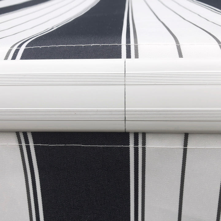 Markise, solafskærmning, udtrækkelig, med håndsving, metalramme, polyester, blå+hvid, 3,95 x 2,45 x 3,50 m