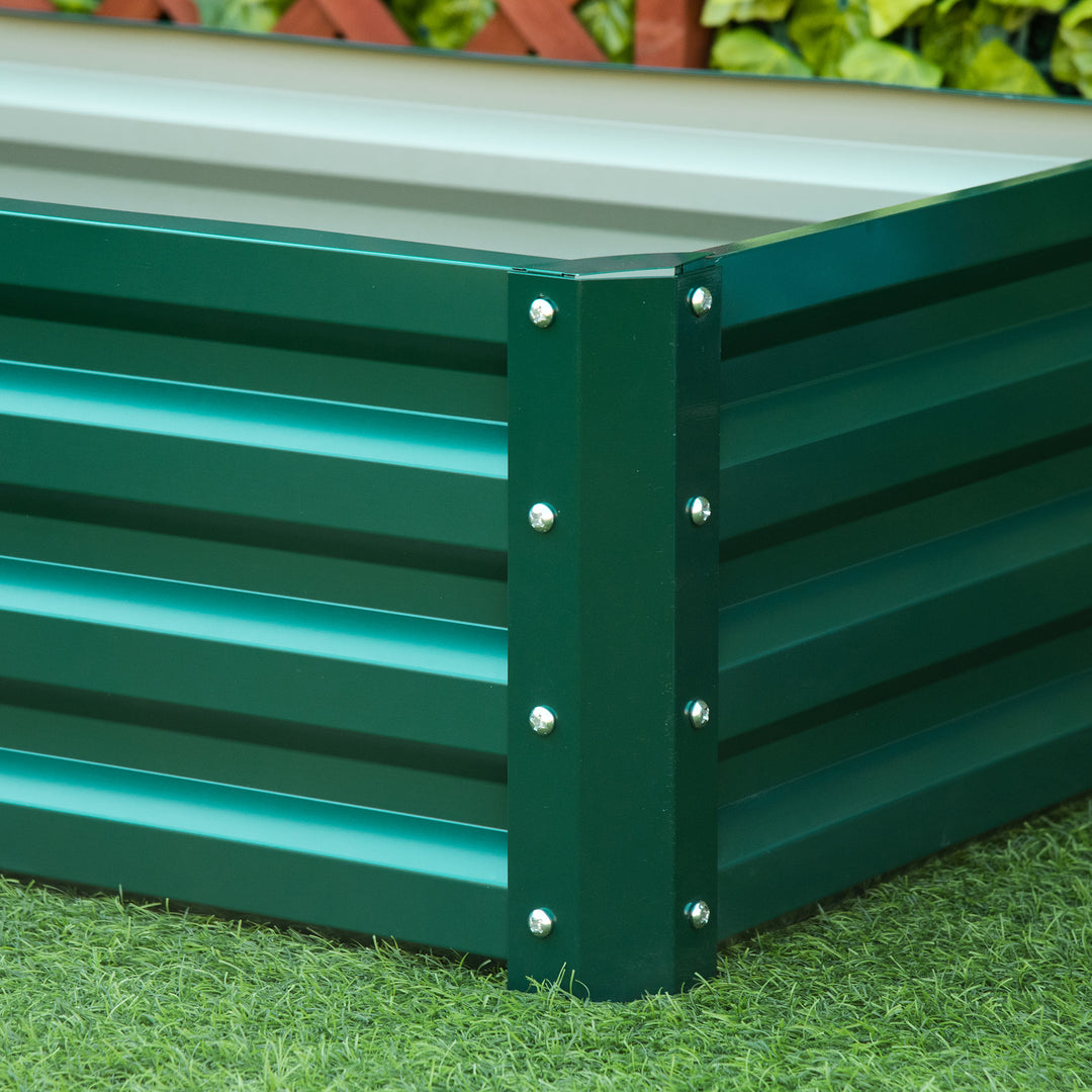 Hævet bede, vejrbestandig, åben bund, galvaniseret stål, 120 cm x 60 cm x 30,5 cm, grøn