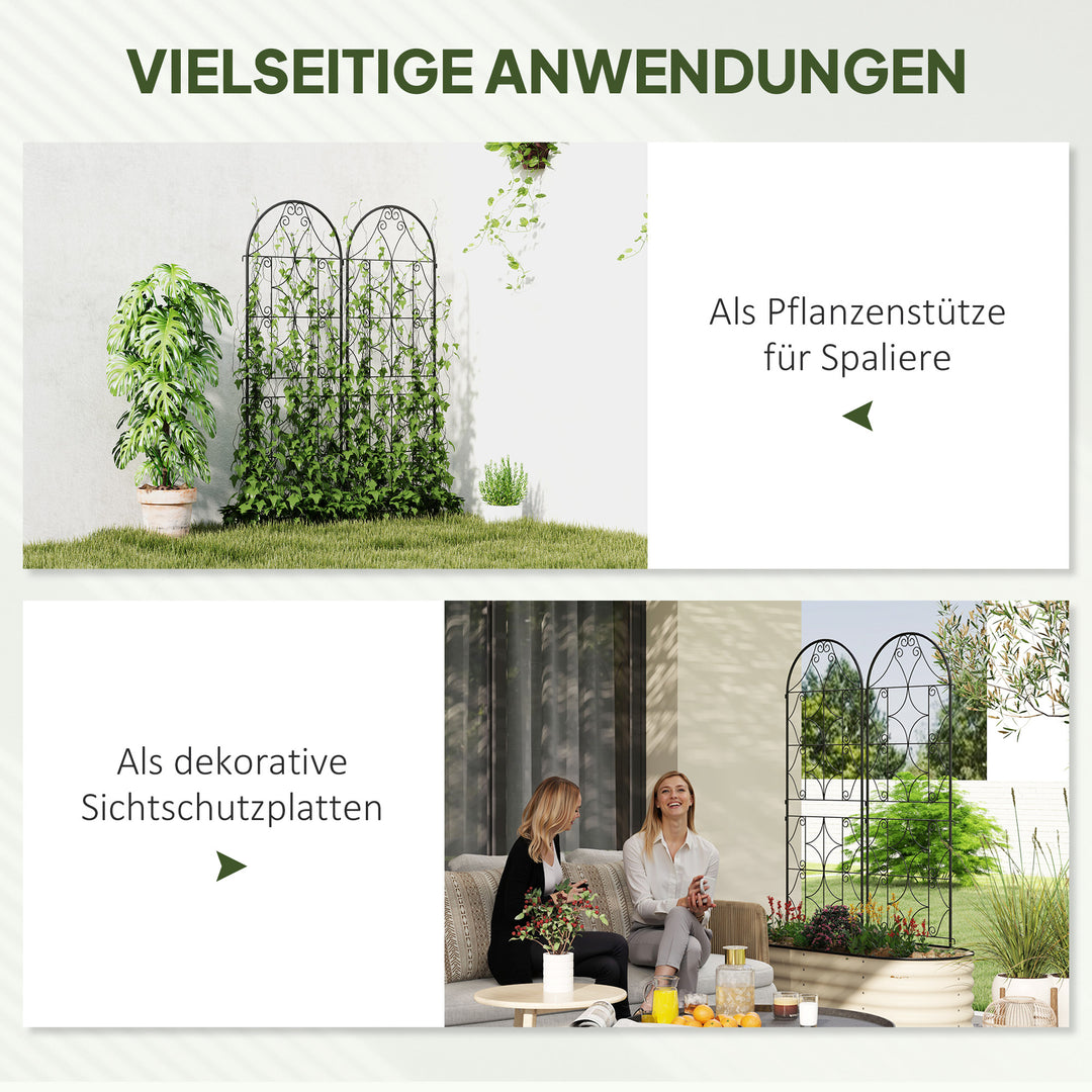 Metal trellis sæt med 2 til stikkontakt, rustfri, klatrehjælp til klatreplanter, 50x150 cm, sort
