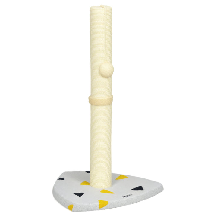 Kradsetræ med legebold, kompakt størrelse, robust jute-reb, lysegrå + beige, 35 x 35 x 62 cm