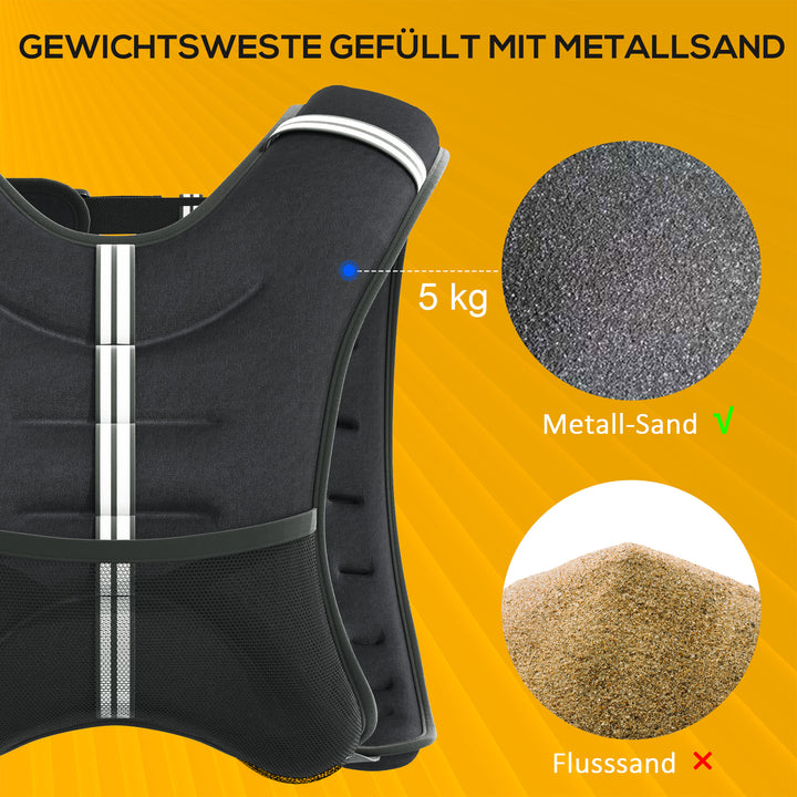 Vægtvest 5 kg / 8 kg / 10 kg justerbar træningsvest med aftagelige vægte, løbevest til kvinder og mænd til muskelopbygning, styrketræning, løb, fitness, crosstræning