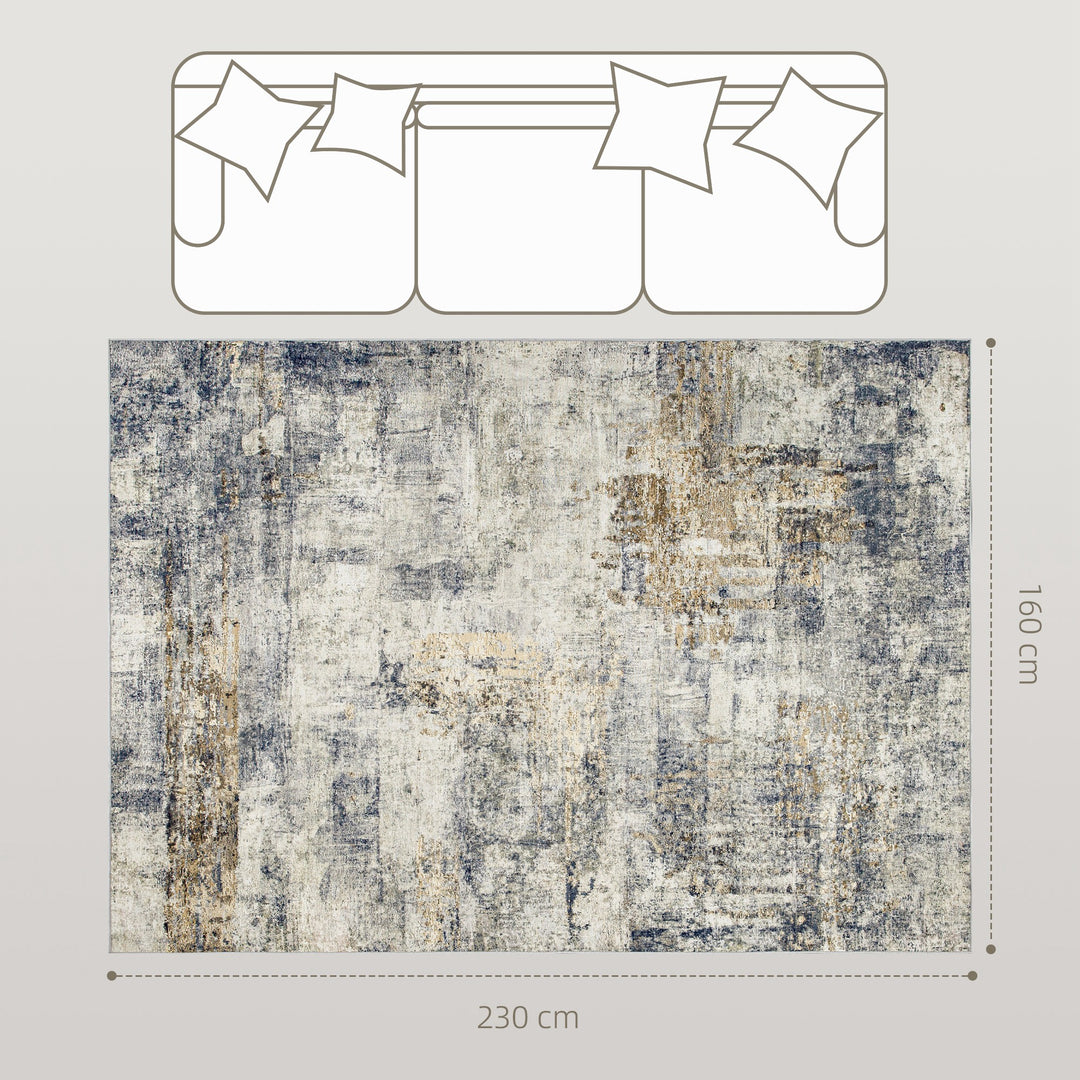 Stuetæppe, polyester, moderne kunstnerisk mønster, vaskbar, grå