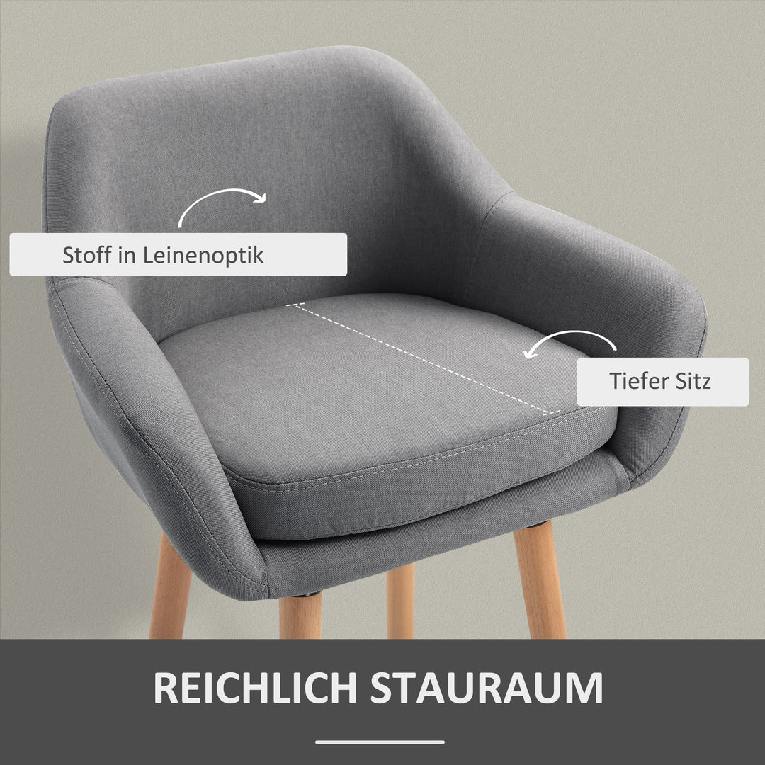 Sæt med 2 barstole, inklusive fodstøtte, massivt træ, 55 cm x 48 cm x 100 cm, grå