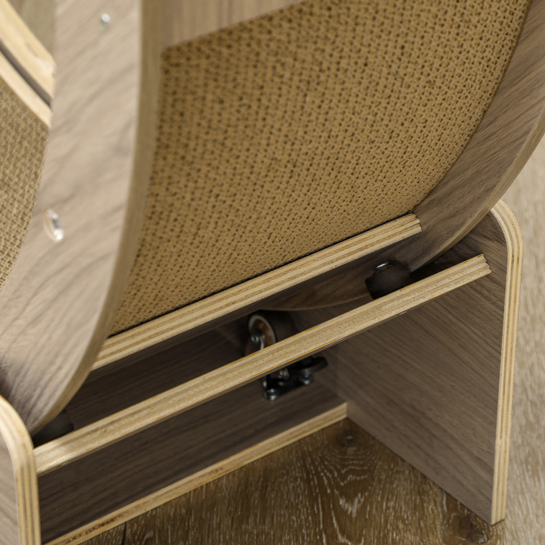 Kattetræningshjul, 91 cm kattetræningshjul med bremse og kradsemåtte, valnød