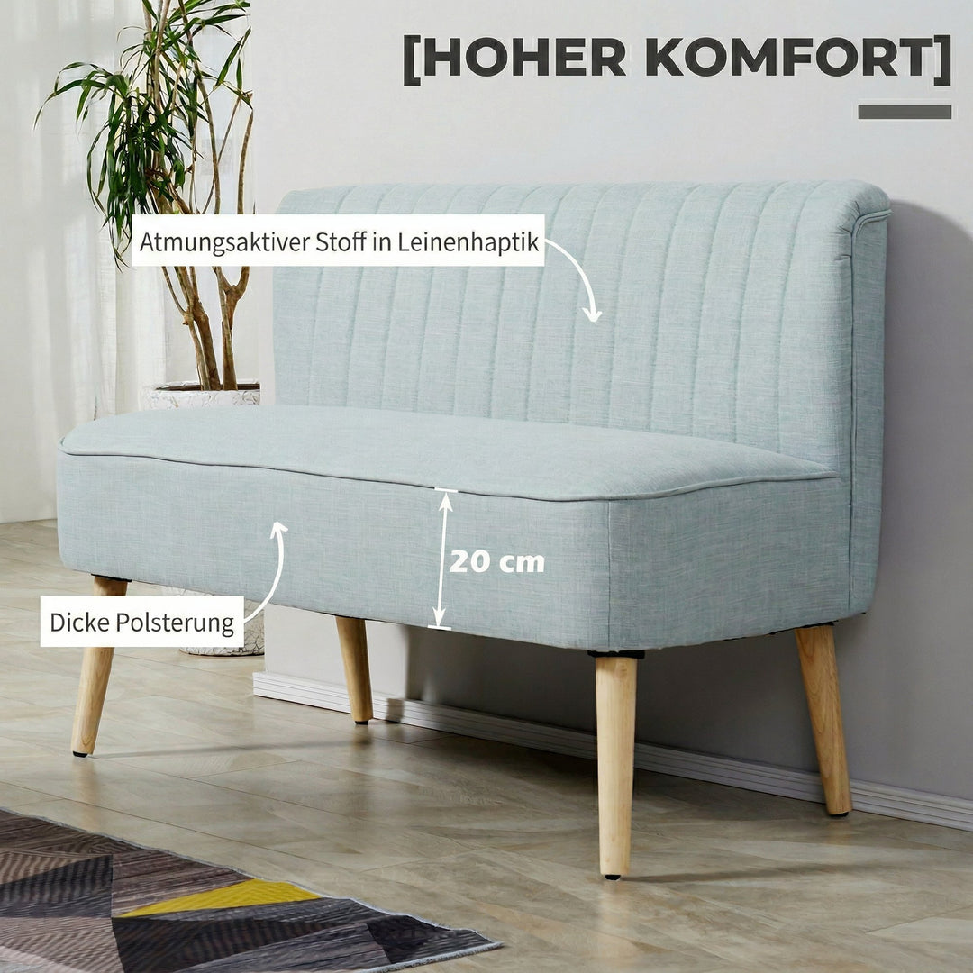 2-personers sofa, blød polstring, letplejeligt betræk, op til 220 kg, 117 x 56,5 x 77 cm, lysegrøn