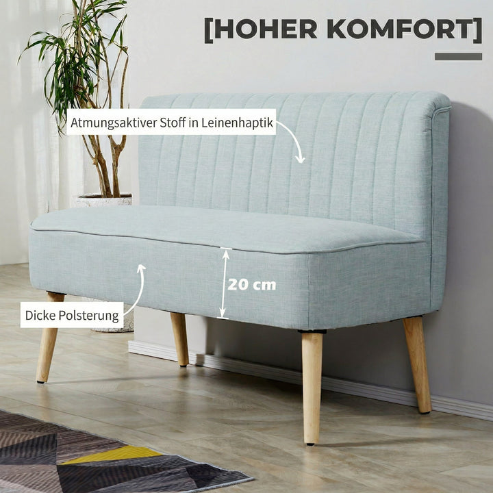 2-personers sofa, blød polstring, letplejeligt betræk, op til 220 kg, 117 x 56,5 x 77 cm, lysegrøn