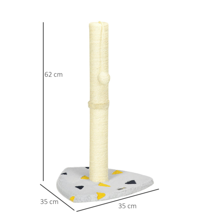 Kradsetræ med legebold, kompakt størrelse, robust jute-reb, lysegrå + beige, 35 x 35 x 62 cm