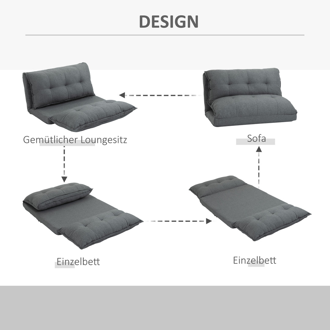 Dyb lænestol, 13 positioner, hørlook, metalstel, 100 x 71 x 54 cm, grå