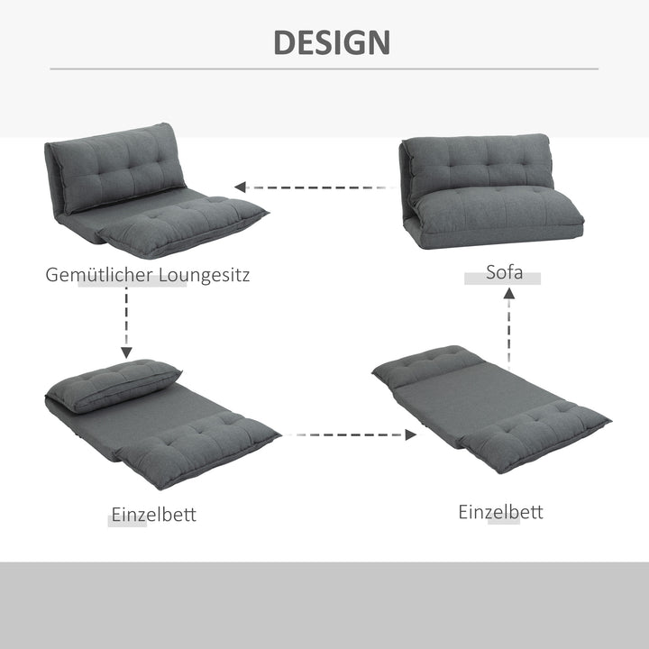 Dyb lænestol, 13 positioner, hørlook, metalstel, 100 x 71 x 54 cm, grå