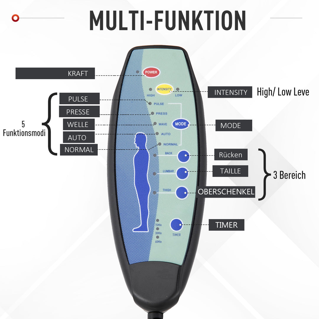 Massagestol, kontorstol, gamingstol, polyester, skum, nylon, grå, 66 x 63 x 107-115 cm