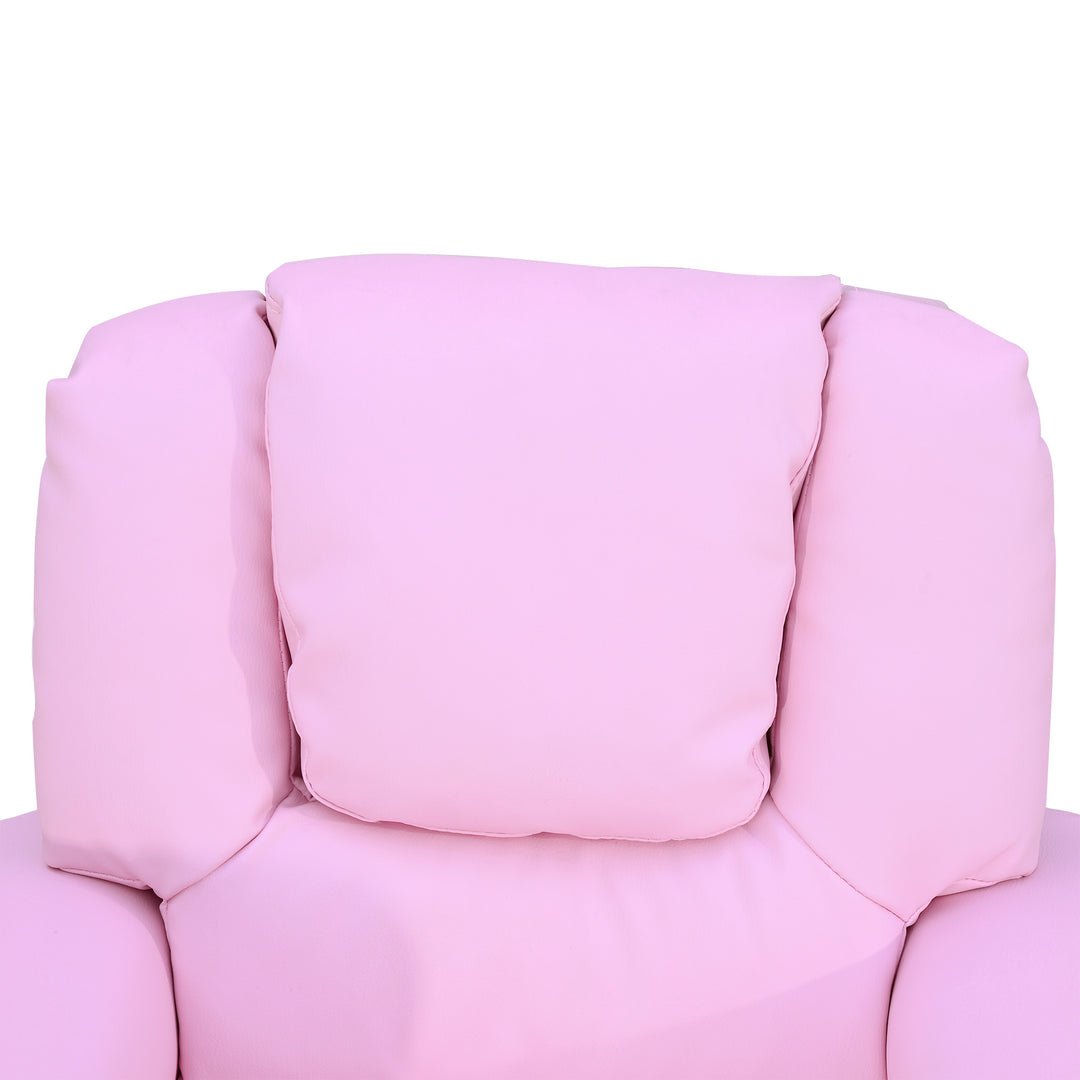 Børnesofa, børnelænestol med fodstøtte, armlæn, kopholdere, justerbar ryglæn, chaiselong, børnesofa, lænestol, børnesofa til 3-6-årige drenge og piger, pink
